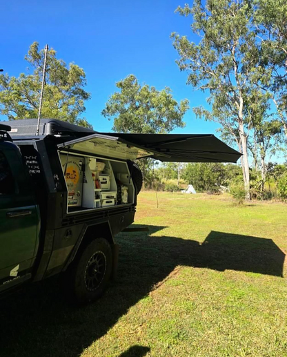 Clearance to open canopy door with 180 awning